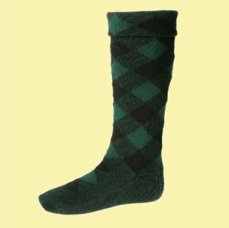 Image 0 of Blackwatch Diced Wool Full Length Mens Kilt Hose Highland Socks