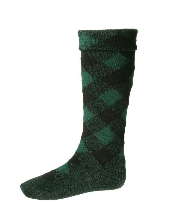 Image 1 of Blackwatch Diced Wool Full Length Mens Kilt Hose Highland Socks