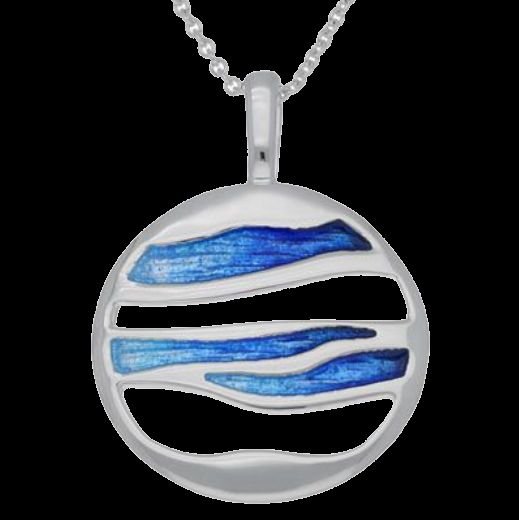 Image 0 of Oasis Enamel Orbit Round Sterling Silver Pendant