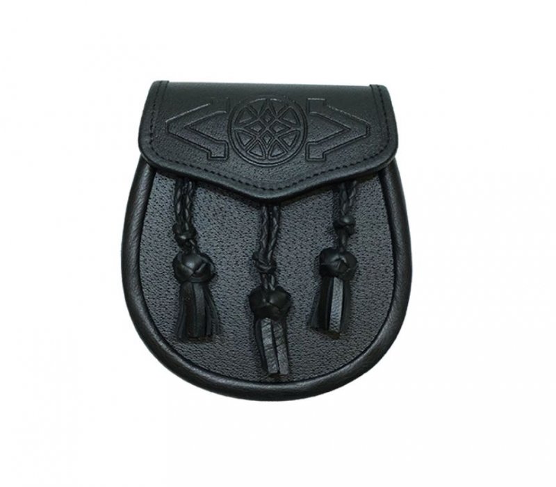 Image 1 of All Day Casual Informal Celtic Embossed Knotted Tassels Leather Mens Sporran  