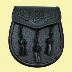 All Day Casual Informal Celtic Embossed Knotted Tassels Leather Mens Sporran  
