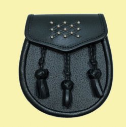 All Day Casual Embossed Studded Knotted Tassels Leather Mens Sporran 