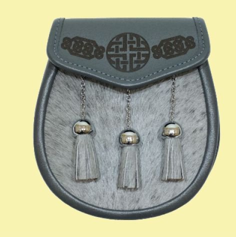Image 0 of Celtic Knotwork Etched Bell Tassels Semi-Formal Leather Mens Sporran