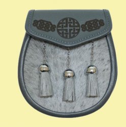 Celtic Knotwork Etched Bell Tassels Semi-Formal Leather Mens Sporran