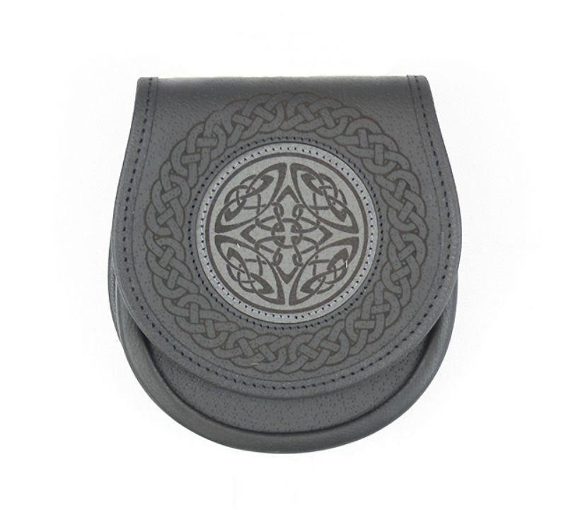 Image 1 of Jacobite Casual Celtic Etched Belted Simple Leather Mens Sporran 
