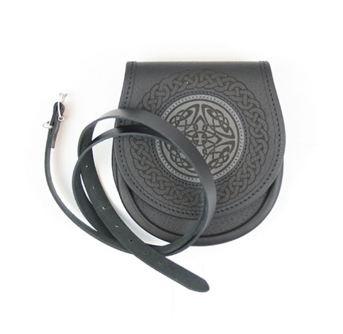 Image 3 of Jacobite Casual Celtic Etched Belted Simple Leather Mens Sporran 