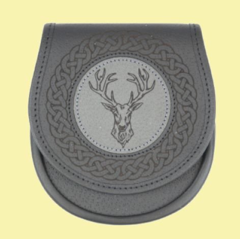 Image 0 of Jacobite Casual Stag Head Etched Belted Simple Leather Mens Sporran 