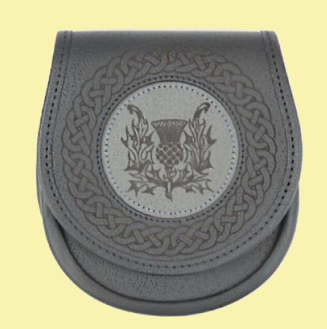 Image 0 of Jacobite Casual Thistle Etched Belted Simple Leather Mens Sporran 