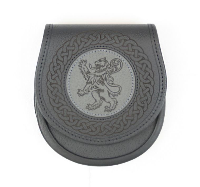 Image 1 of Jacobite Casual Lion Rampant Etched Belted Simple Leather Mens Sporran 