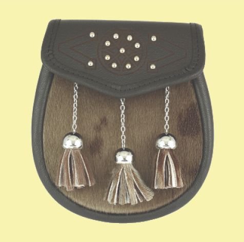 Image 0 of Sporting Celtic Studded Straight Ball Tassels Semi-Formal Leather Mens Sporran