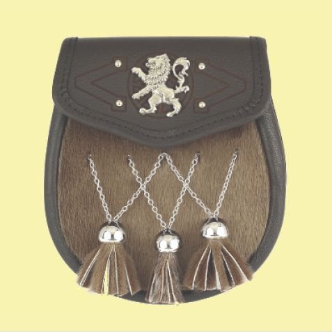 Image 0 of Sporting Lion Rampant Criss-Cross Chain Tassels Semi-Formal Leather Mens Sporran