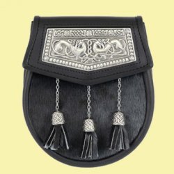 Zoomorphic Prince Charlie Plate Cone Tassels Semi-Formal Leather Mens Sporran 