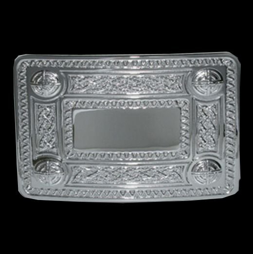 Image 0 of Celtic Knotwork Chrome Finish Mens Stylish Pewter Kilt Belt Buckle