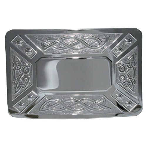 Image 1 of Celtic Dress Knotwork Chrome Finish Mens Stylish Pewter Kilt Belt Buckle