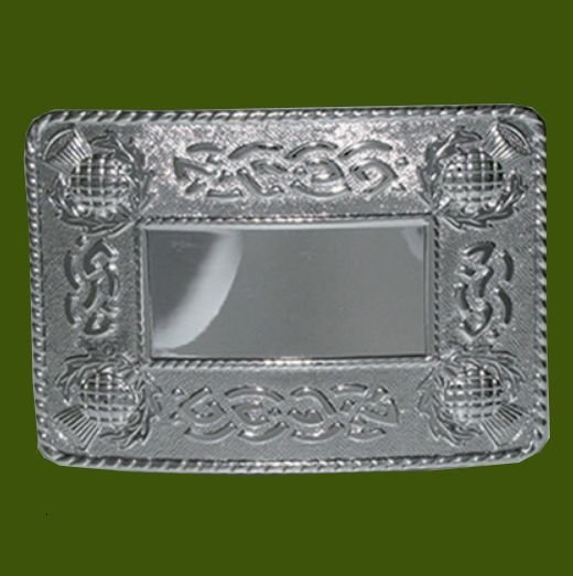 Image 0 of Celtic Thistle Knotwork Chrome Finish Mens Stylish Pewter Kilt Belt Buckle