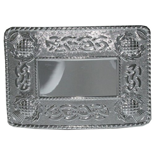 Image 1 of Celtic Thistle Knotwork Chrome Finish Mens Stylish Pewter Kilt Belt Buckle