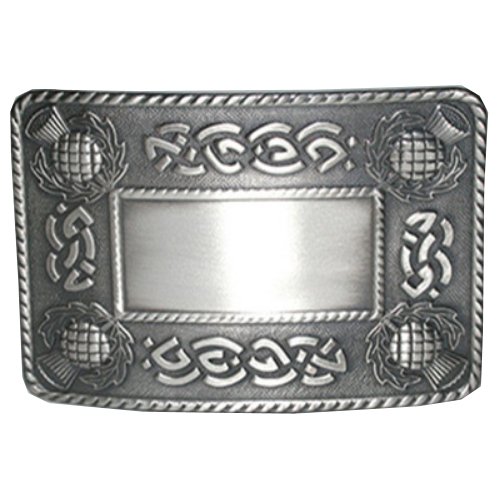 Image 1 of Celtic Thistle Knotwork Antique Finish Mens Stylish Pewter Kilt Belt Buckle