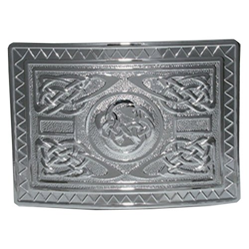 Image 1 of Highland Swirl Knotwork Chrome Finish Mens Stylish Pewter Kilt Belt Buckle