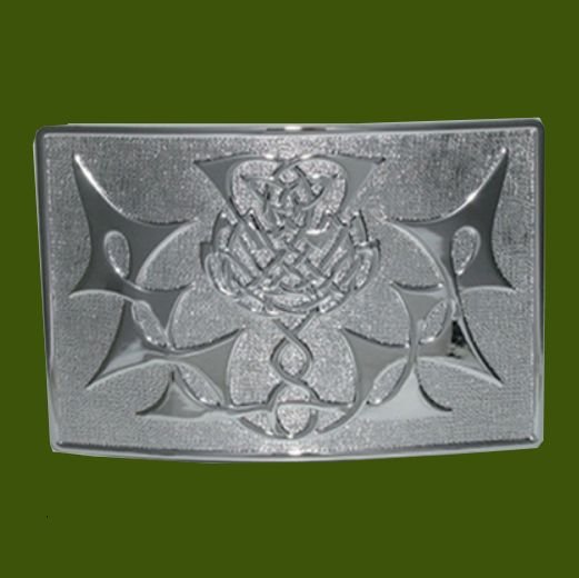 Image 0 of Highland Thistle Chrome Finish Mens Stylish Pewter Kilt Belt Buckle