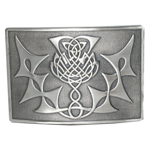 Image 1 of Highland Thistle Antique Silver Finish Mens Stylish Pewter Kilt Belt Buckle