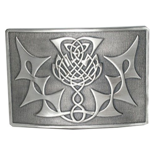 Image 1 of Highland Thistle Antique Silver Finish Mens Stylish Pewter Kilt Belt Buckle