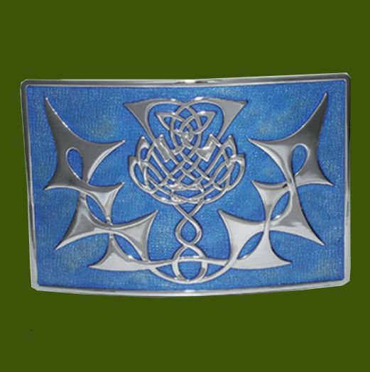 Image 0 of Highland Thistle Blue Enamel Antique Mens Stylish Pewter Kilt Belt Buckle