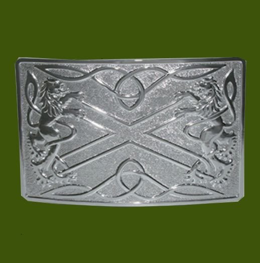 Image 0 of Highland Saltire Chrome Finish Mens Stylish Pewter Kilt Belt Buckle