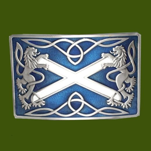 Image 0 of Highland Saltire Blue Enamel Antique Mens Stylish Pewter Kilt Belt Buckle
