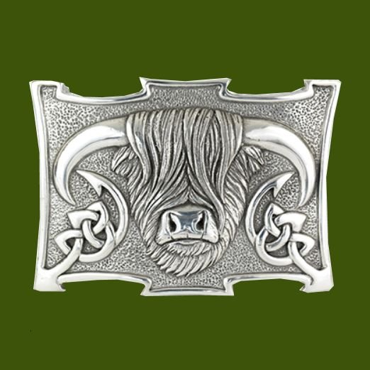 Image 0 of Highland Coo Polished Finish Mens Stylish Pewter Kilt Belt Buckle