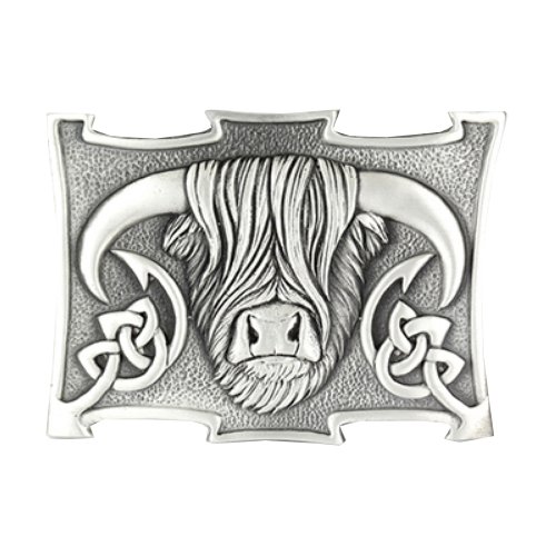 Image 1 of Highland Coo Matt Finish Mens Stylish Pewter Kilt Belt Buckle