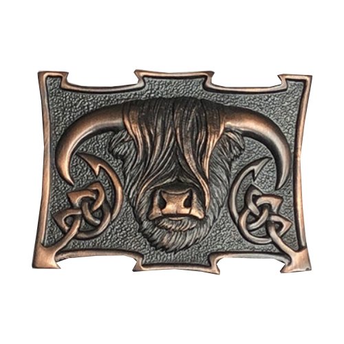 Image 1 of Highland Coo Mens Chocolate Bronze Kilt Belt Buckle