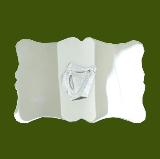 Image 0 of Irish Harp Scalloped Chrome Finish Mens Stylish Pewter Kilt Belt Buckle