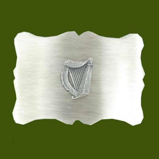 Image 0 of Irish Harp Scalloped Antique Finish Mens Stylish Pewter Kilt Belt Buckle
