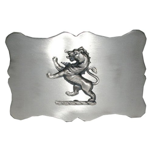 Image 1 of Lion Rampant Scalloped Antique Finish Mens Stylish Pewter Kilt Belt Buckle