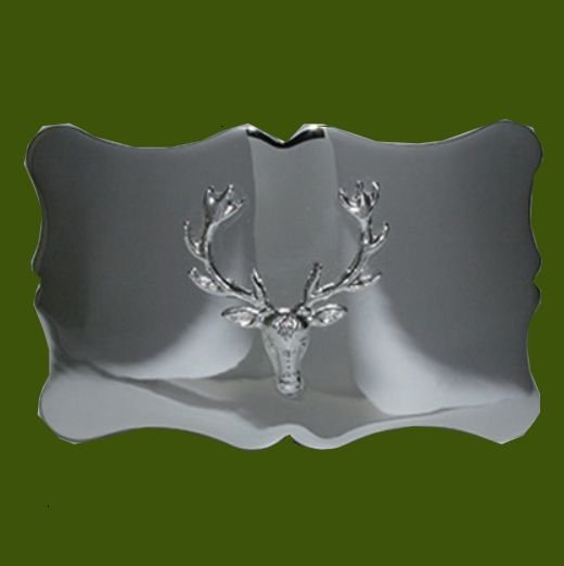 Image 0 of Proud Stag Scalloped Chrome Finish Mens Stylish Pewter Kilt Belt Buckle