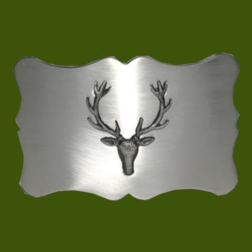 Image 0 of Proud Stag Scalloped Antique Finish Mens Stylish Pewter Kilt Belt Buckle