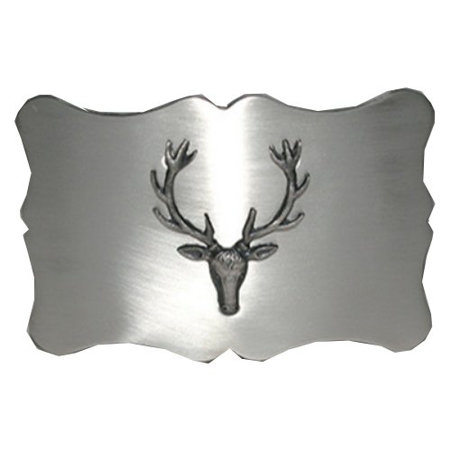 Image 1 of Proud Stag Scalloped Antique Finish Mens Stylish Pewter Kilt Belt Buckle