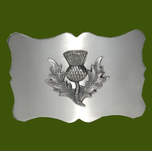 Image 0 of Scottish Thistle Scalloped Antique Finish Mens Stylish Pewter Kilt Belt Buckle