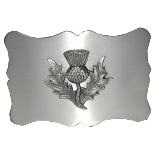 Image 1 of Scottish Thistle Scalloped Antique Finish Mens Stylish Pewter Kilt Belt Buckle