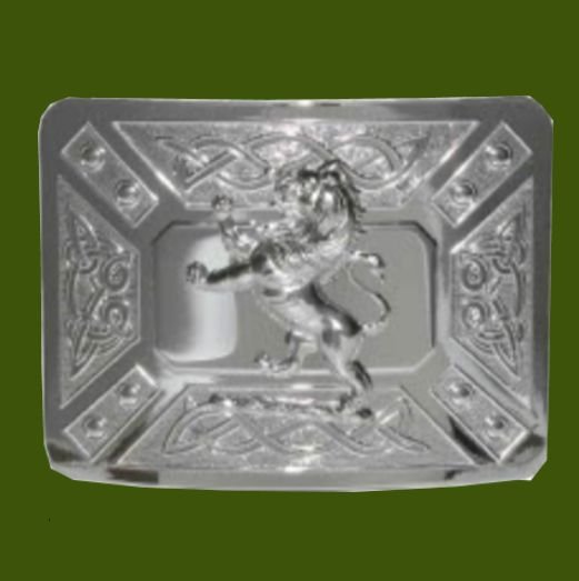 Image 0 of Celtic Dress Knotwork Lion Rampant Chrome Mens Stylish Pewter Kilt Belt Buckle