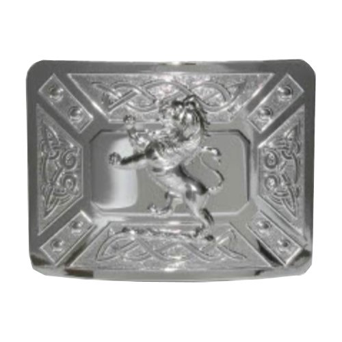 Image 1 of Celtic Dress Knotwork Lion Rampant Chrome Mens Stylish Pewter Kilt Belt Buckle