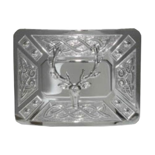 Image 1 of Celtic Dress Knotwork Proud Stag Chrome Mens Stylish Pewter Kilt Belt Buckle