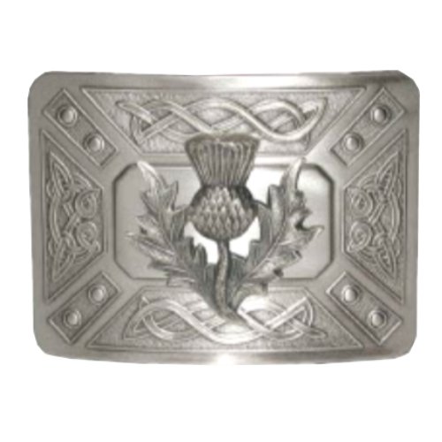 Image 1 of Celtic Dress Knotwork Thistle Antique Mens Stylish Pewter Kilt Belt Buckle