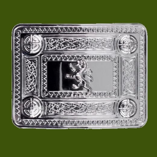 Image 0 of Celtic Knotwork Lion Rampant Chrome Mens Stylish Pewter Kilt Belt Buckle