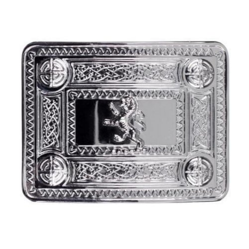 Image 1 of Celtic Knotwork Lion Rampant Chrome Mens Stylish Pewter Kilt Belt Buckle