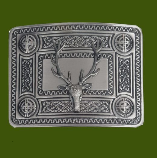 Image 0 of Celtic Knotwork Proud Stag Antique Mens Stylish Pewter Kilt Belt Buckle