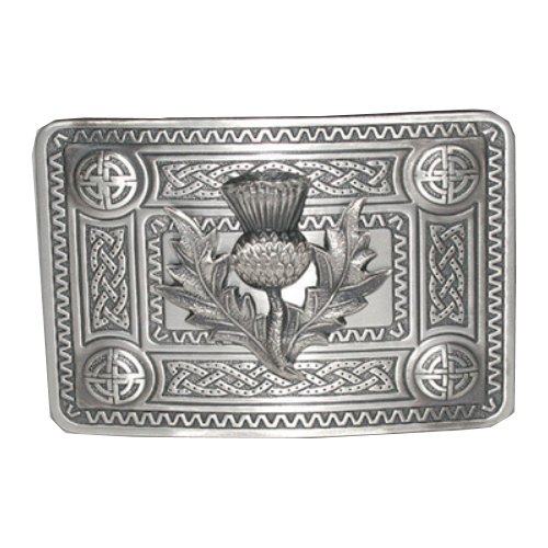 Image 1 of Celtic Knotwork Thistle Antique Mens Stylish Pewter Kilt Belt Buckle