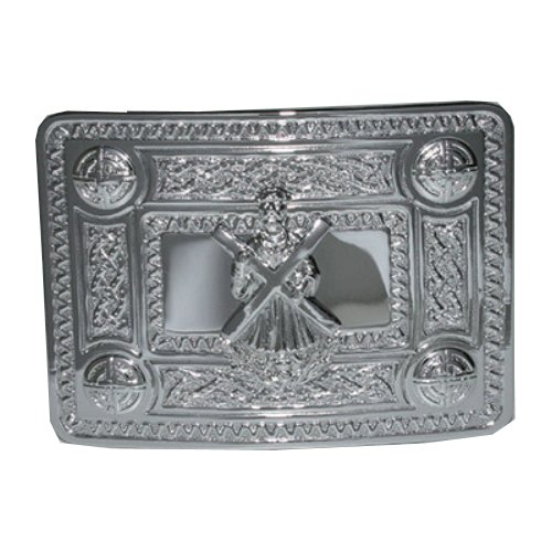 Image 1 of Celtic Knotwork St Andrews Chrome Mens Stylish Pewter Kilt Belt Buckle