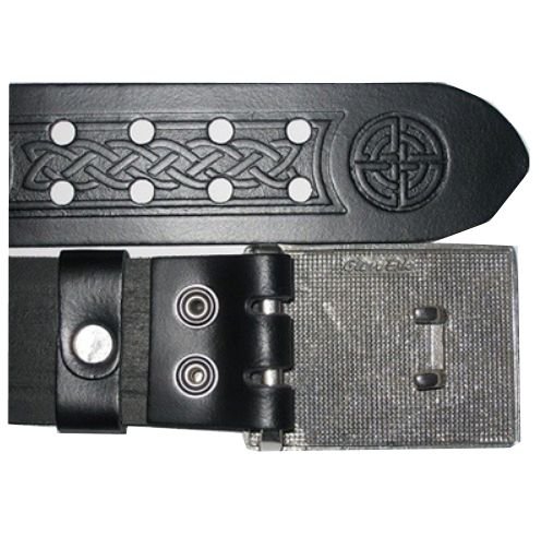 Image 3 of Celtic Knotwork Polished Finish Mens Stylish Pewter Utility Kilt Belt Buckle