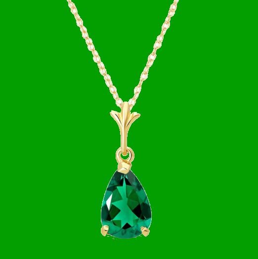 Image 0 of Green Emerald Pear Cut Teardrop Ladies 14K Yellow Gold Pendant